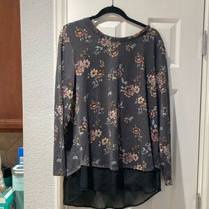 Floral Gray Long Sleeve Top